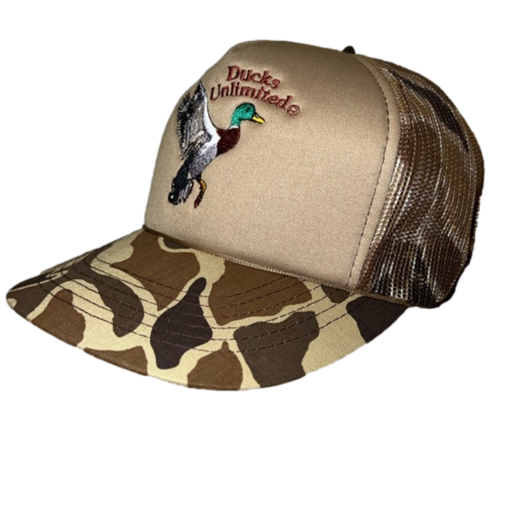Vintage Ducks Unlimited Camouflage Embroidered Foam Trucker Snapback Hat
